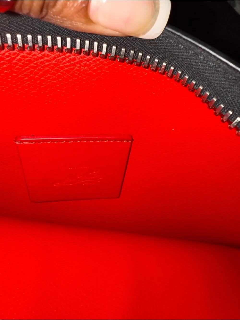Christian Louboutin Red and Gray Leather Pouch